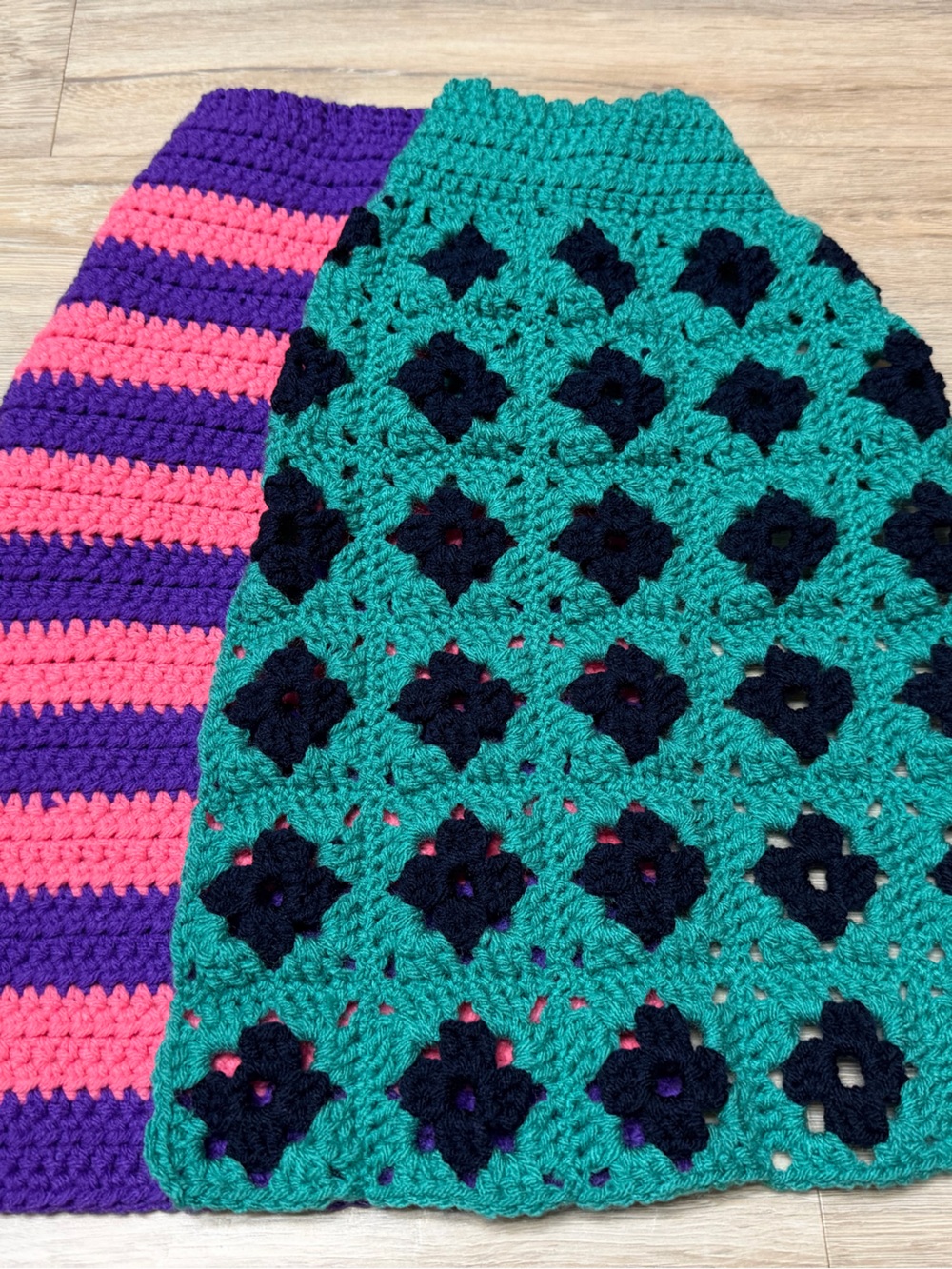 Handmade lot of 2 Medium Crochet Dog Sweaters